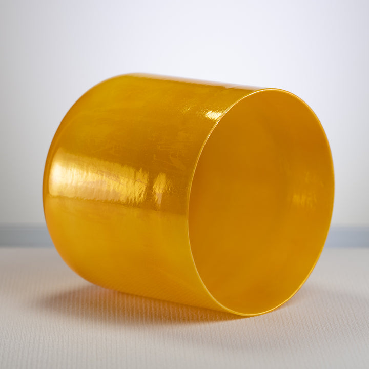 Yellow crystal singing bowl for joy and meditation