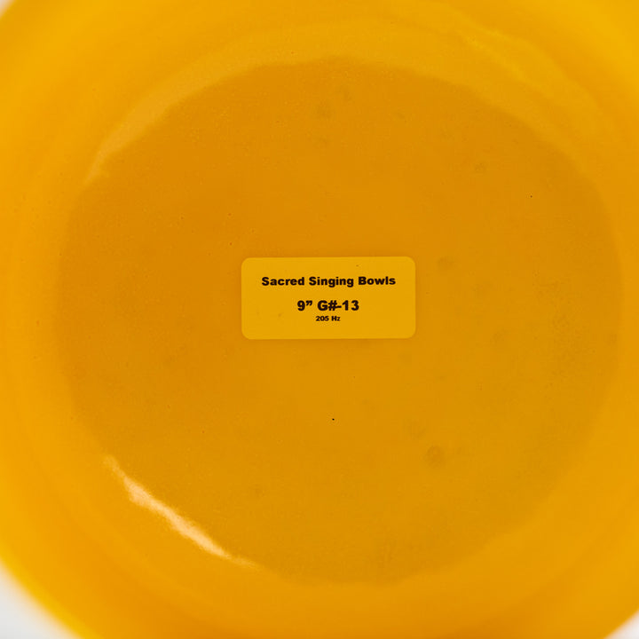 Sacred Singing Bowls™ product label with bowl specifications