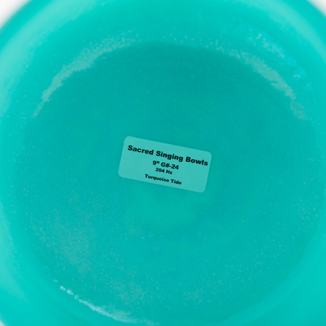 Sacred Singing Bowls™ product label with bowl specifications