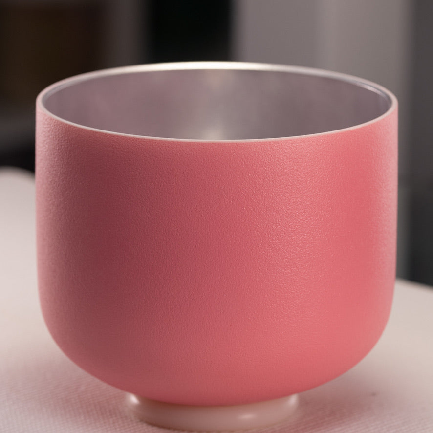 9" G+3 Frosted Rosebud Crystal Singing Bowl from Sacred Singing Bowls™
