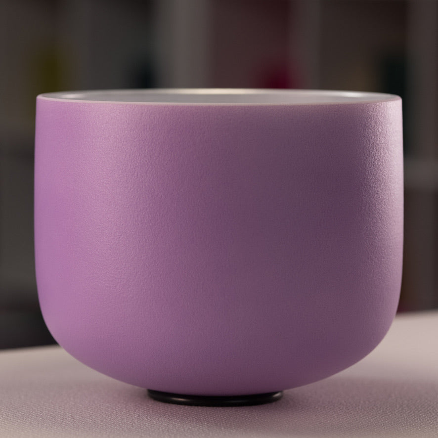 10.75" B+3 Frosted Lilac Blossom Crystal Singing Bowl