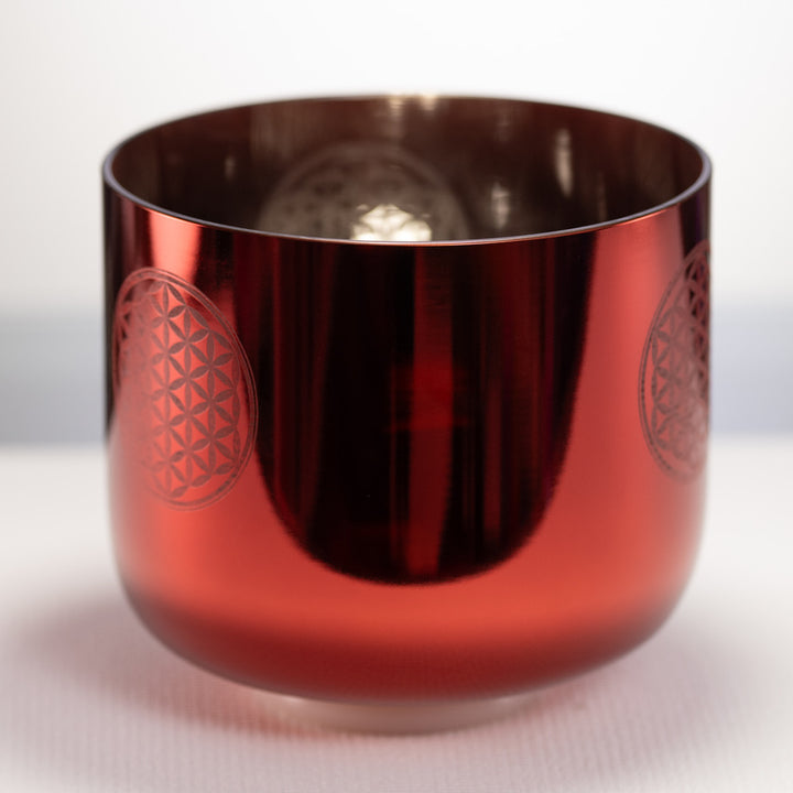9" C+10 Orange Blossom Singing Bowl with Flower of Life, Perfect Pitch