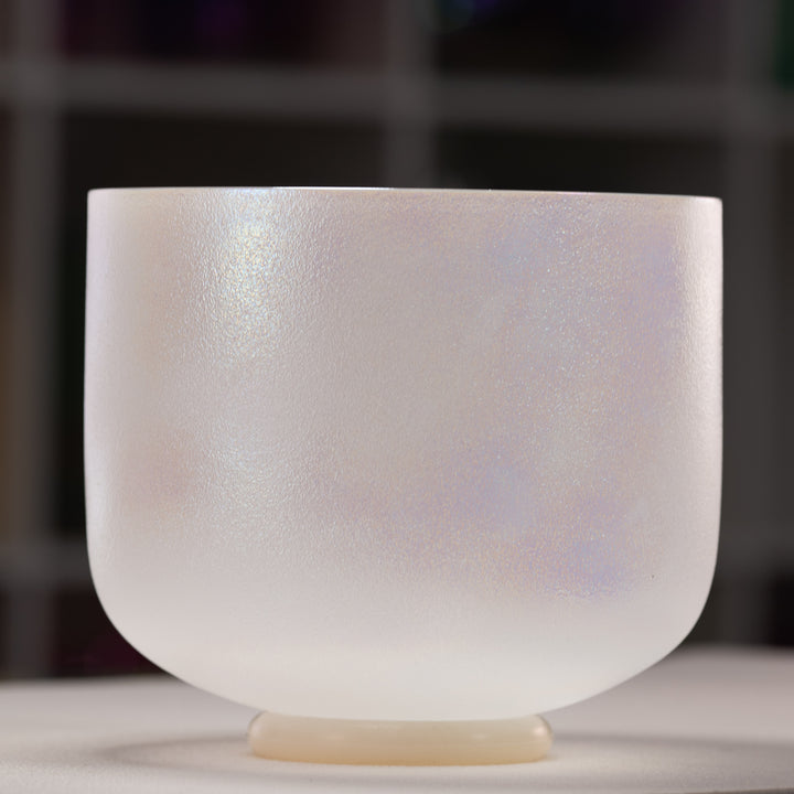 9" E-27 White Celestial Frosted Crystal Singing Bowl
