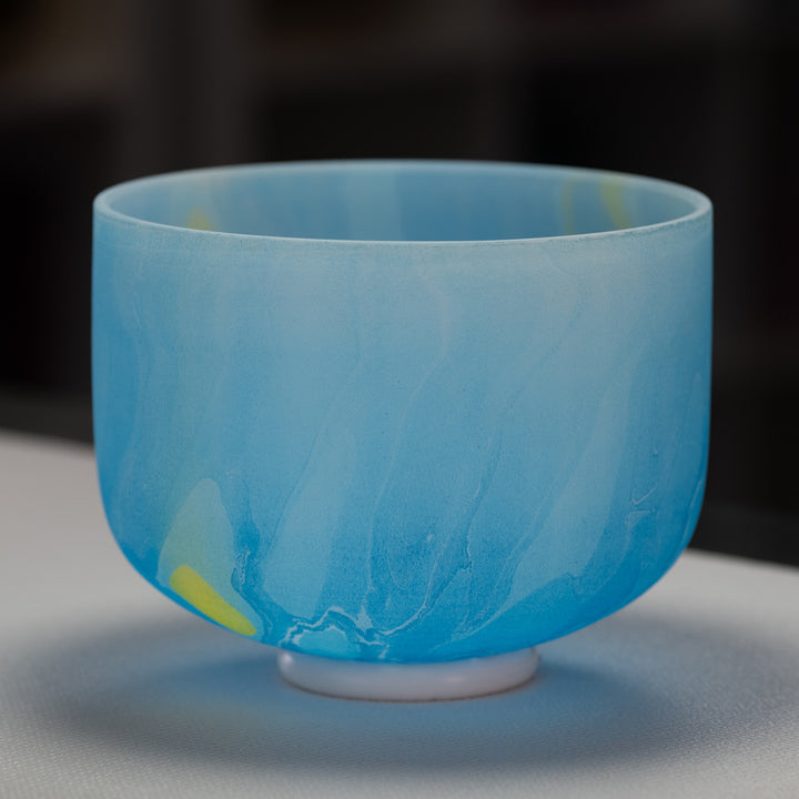10" G#-28 Blue Swirl Frosted Crystal Singing Bowl