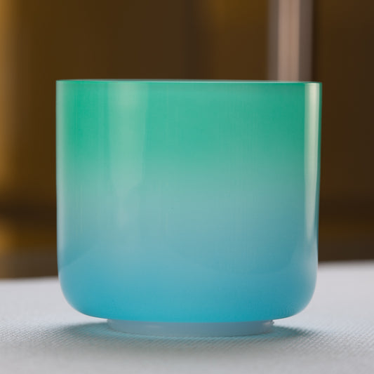 5.5" A#-35 Blue Green Tourmaline Color Crystal Singing Bowl, Sacred Singing Bowls