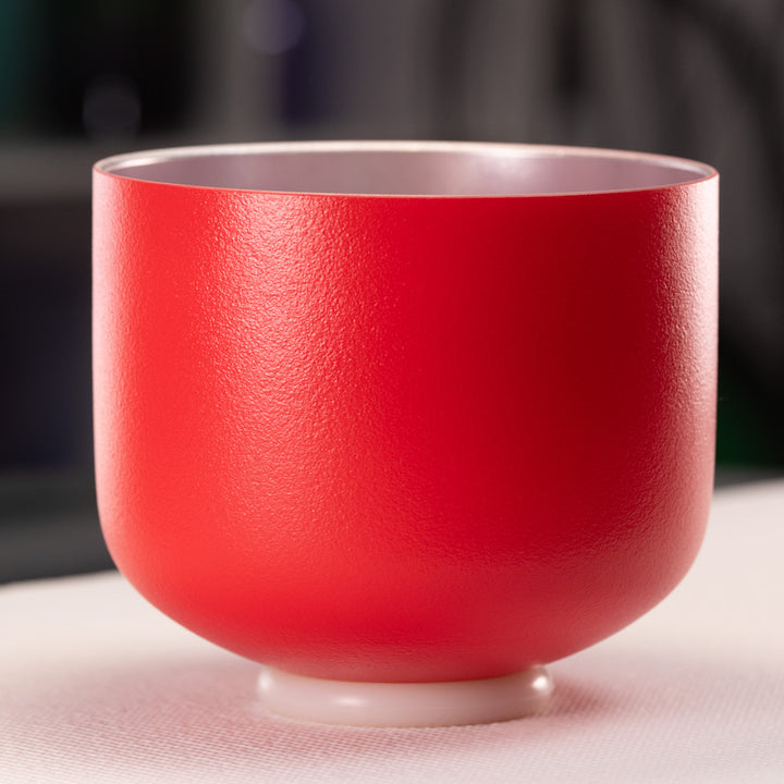 9" D#+6 Frosted Ruby Ray Crystal Singing Bowl