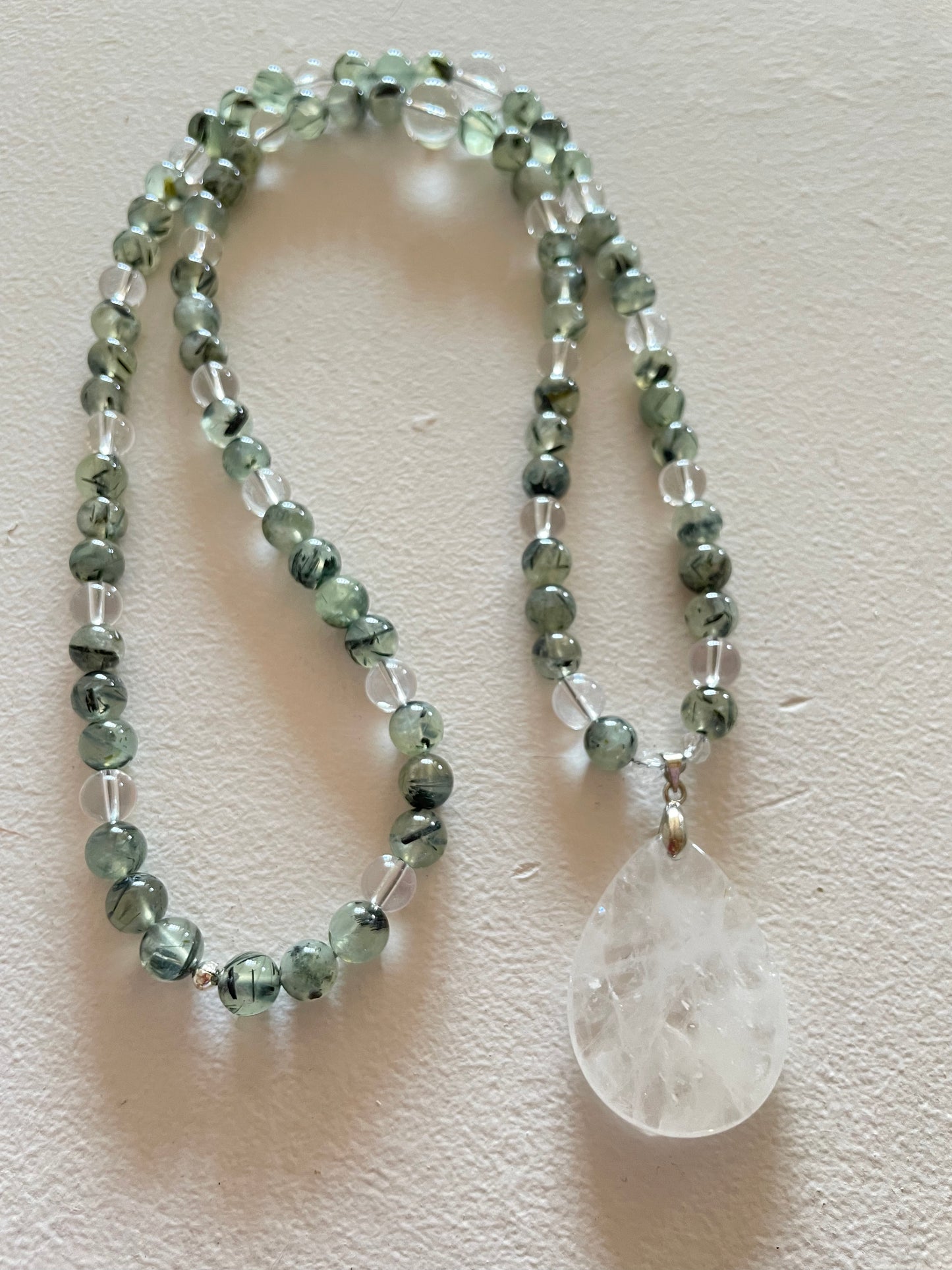 Prehnite and Clear Quartz Necklace