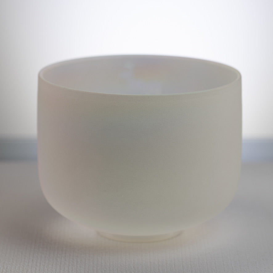 9.5" F+1 White Frosted Singing Bowl with Angel Aura inside