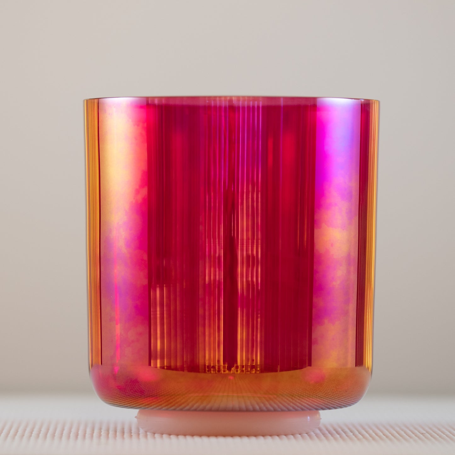 7" B+0 Ruby Color Crystal Singing Bowl, Prismatic, Sacred Singing Bowls