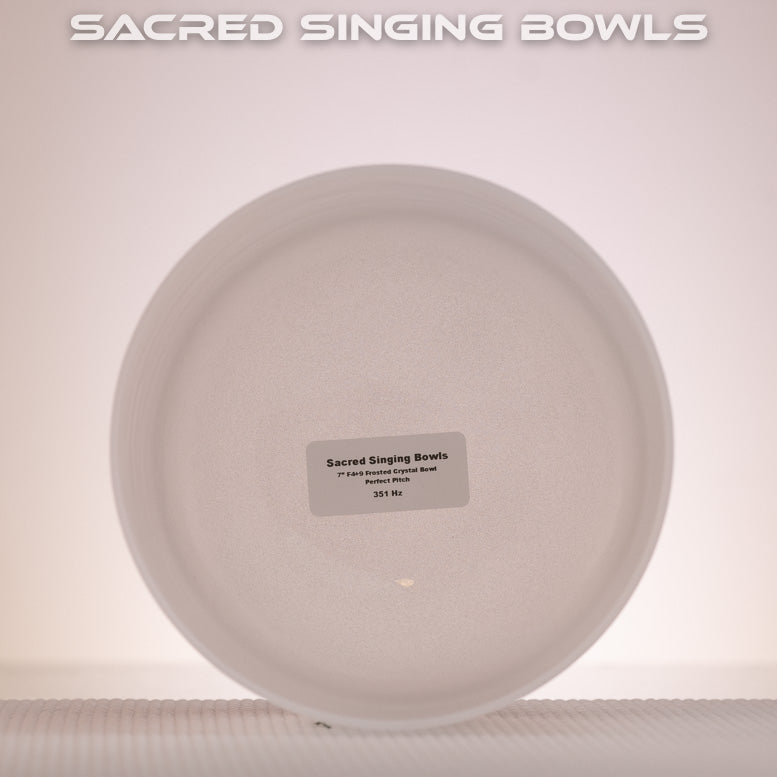 7" F+9 Frosted Crystal Singing Bowl, Perfect Pitch, Sacred Singing Bowls