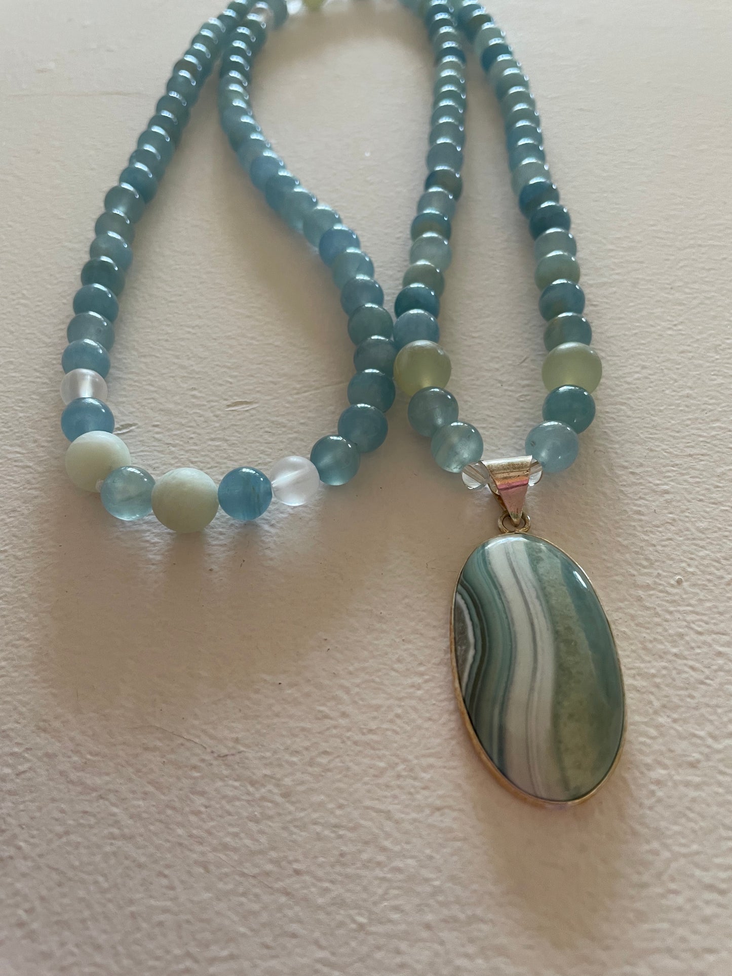 Aquatine Calcite Mala