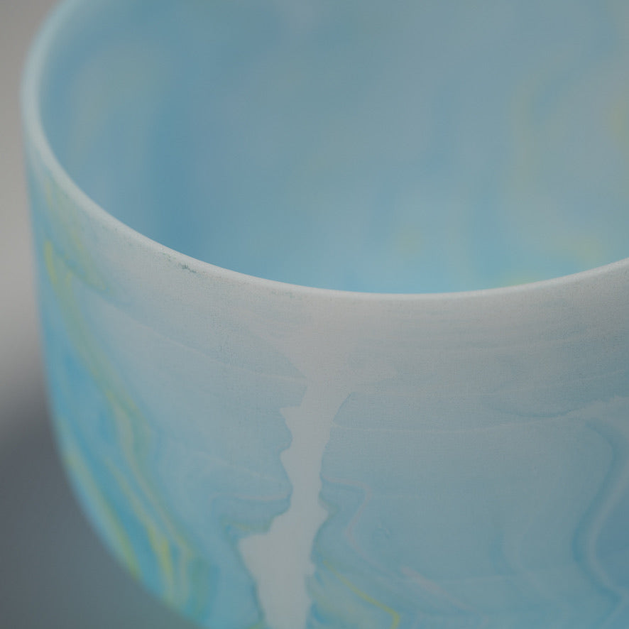 10" D-27 Blue Swirl Frosted Crystal Singing Bowl