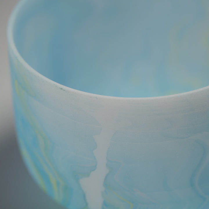 10" D-27 Blue Swirl Frosted Crystal Singing Bowl