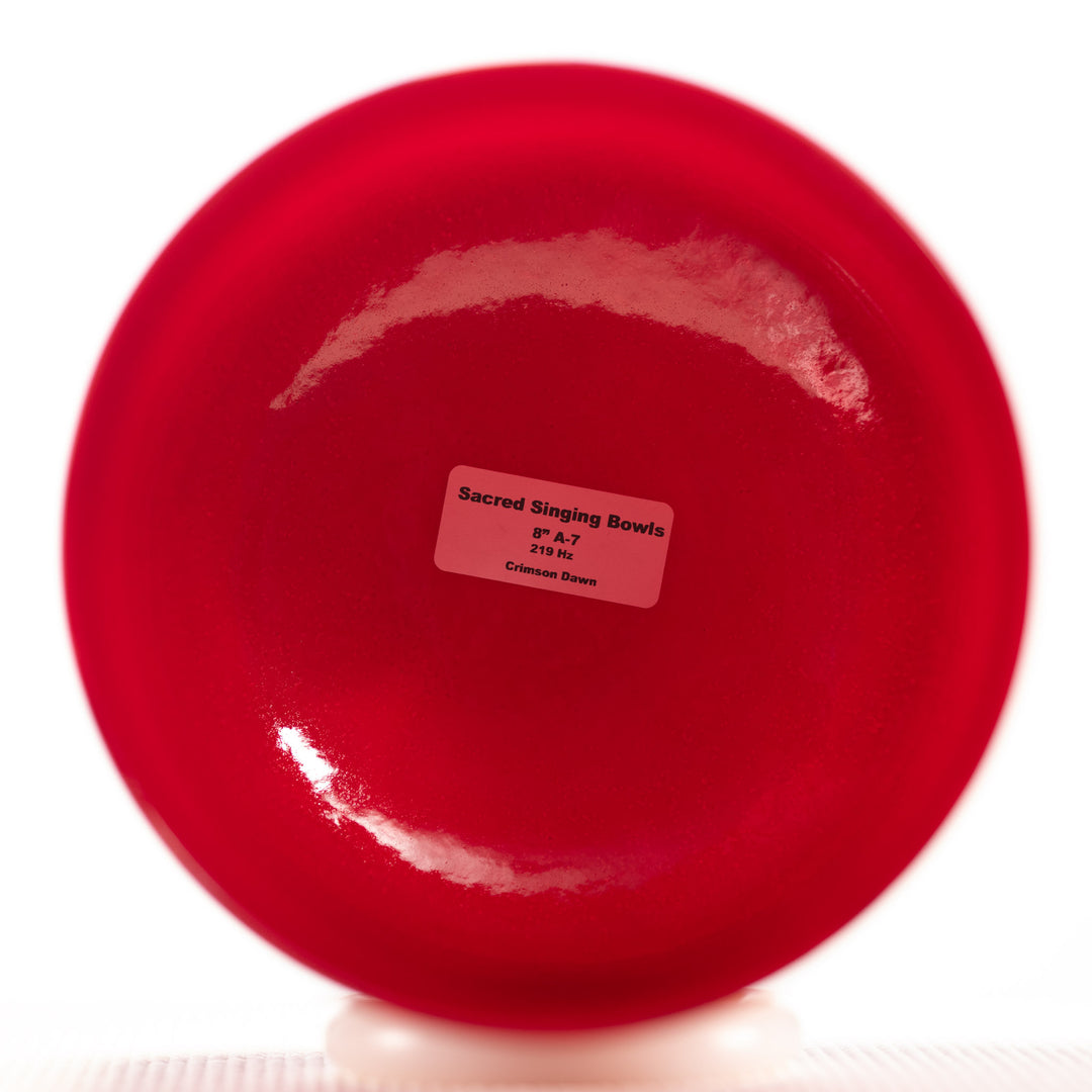 8" A-7 Crimson Dawn Crystal Singing Bowl, Perfect Pitch