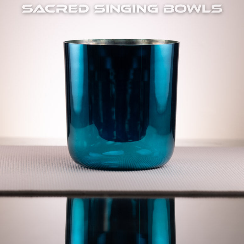 8" F#-38 Blue Star Crystal Singing Bowl: Dark Blue, Sacred Singing Bowls