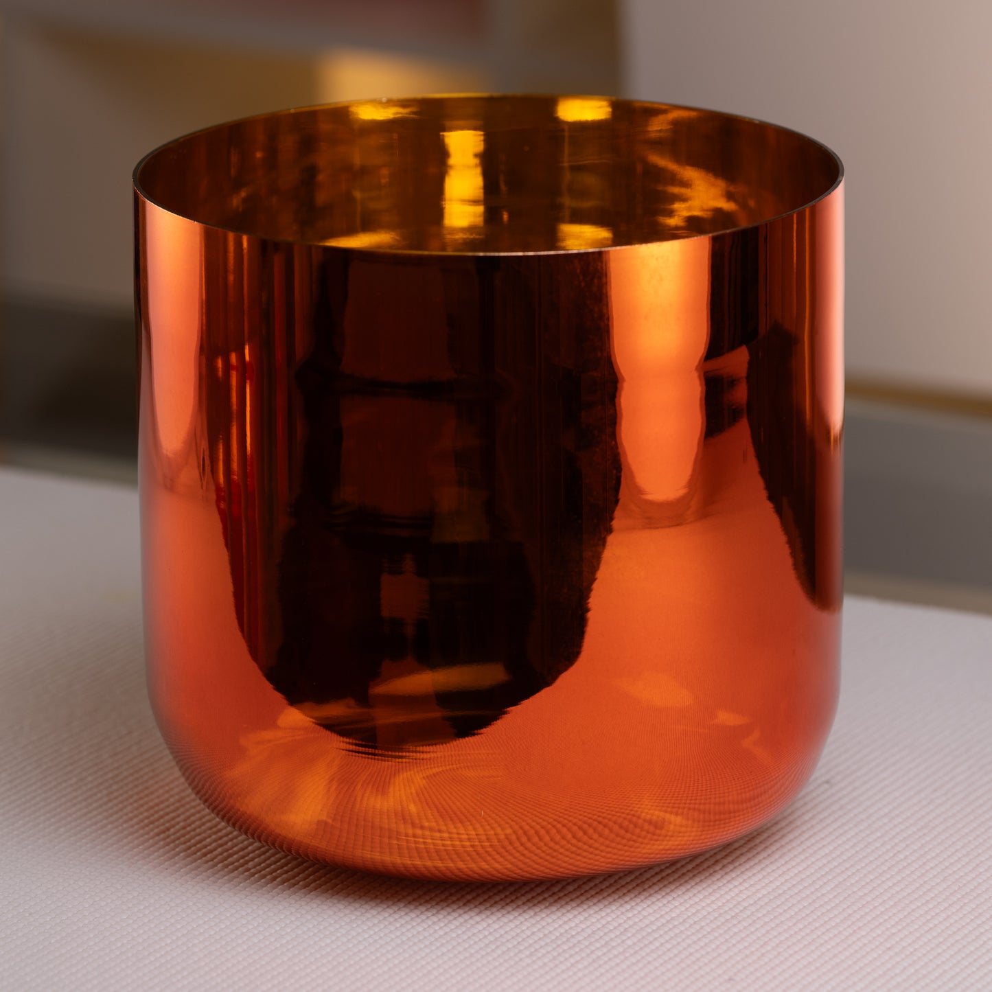 10" A+5 Metallic Orange & Gold Crystal Singing Bowl, Perfect Pitch, Sacred Singing Bowls