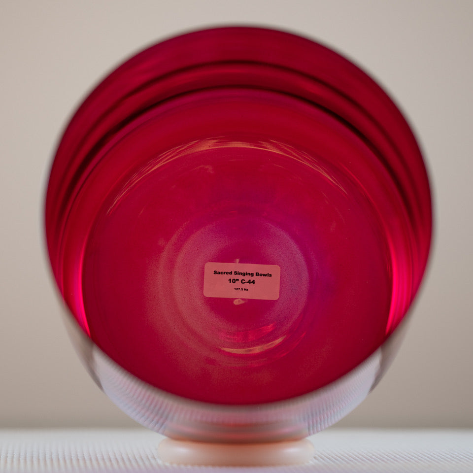 10" C-44 Ruby Color Crystal Singing Bowl, Prismatic, Sacred Singing Bowls