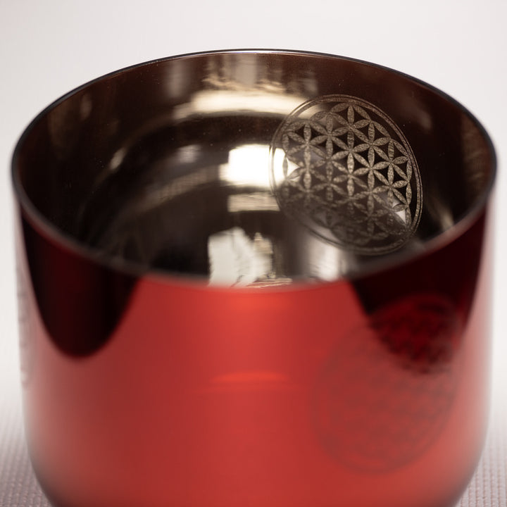 9" C+10 Orange Blossom Singing Bowl with Flower of Life, Perfect Pitch