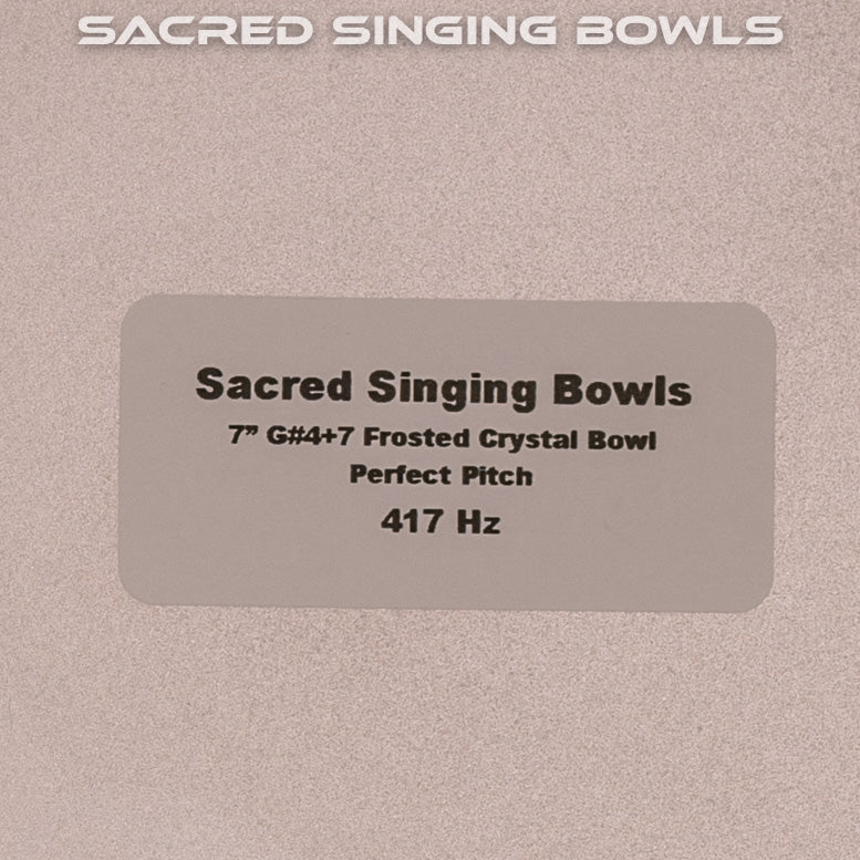 7" G#+7 Frosted Crystal Singing Bowl, Perfect Pitch, Sacred Singing Bowls