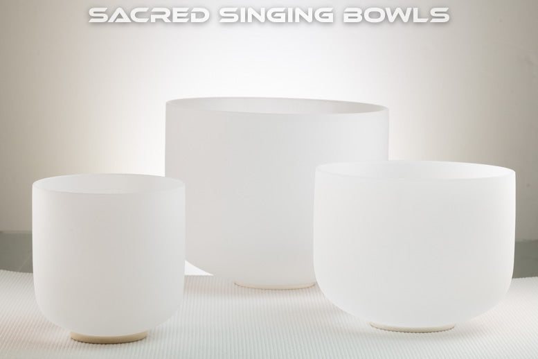 Frosted Crystal Singing Bowl Set: F Major, Sacred Singing Bowls