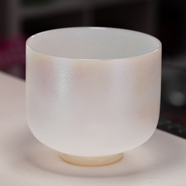 9" E-27 White Celestial Frosted Crystal Singing Bowl