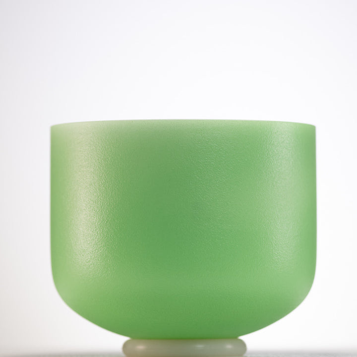 9" F+6 Peaceful Garden Frosted Crystal Singing Bowl with Silver inside