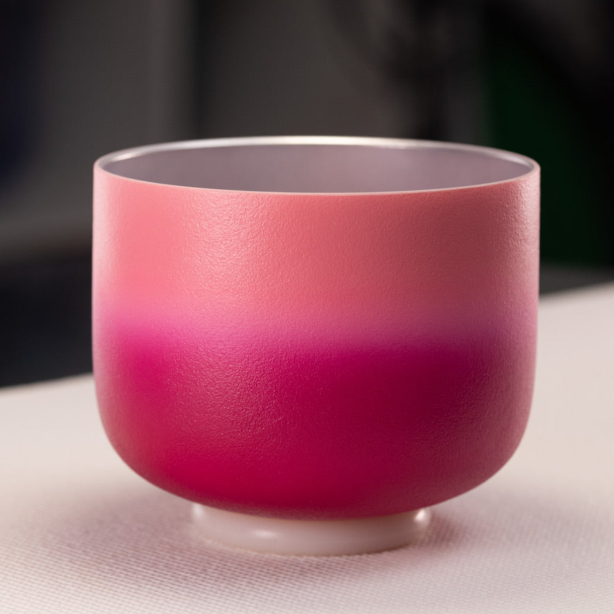 8" F+4 Frosted Rosebud Crystal Singing Bowl