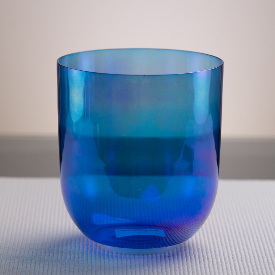 7" A-18 Sapphire Color Crystal Singing Bowl, Prismatic, Sacred Singing Bowls