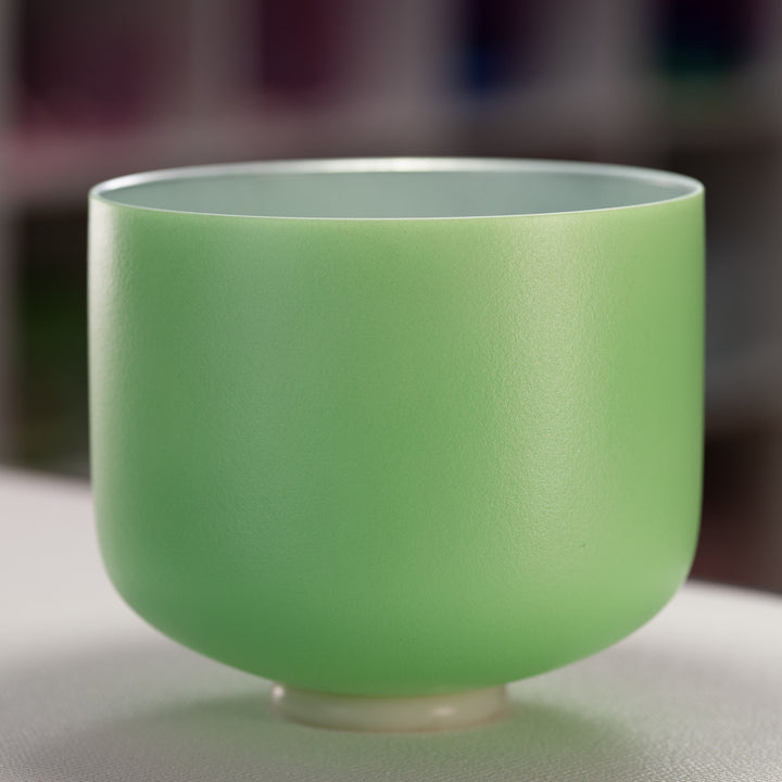 Light Green frosted singing bowl, silver inside