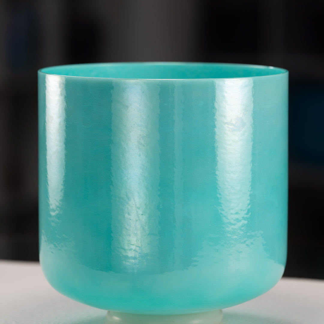 9" G+0 Turquoise Tide Crystal Singing Bowl, Perfect Pitch
