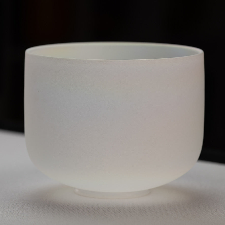 9.5" F+1 White Frosted Singing Bowl with Angel Aura inside