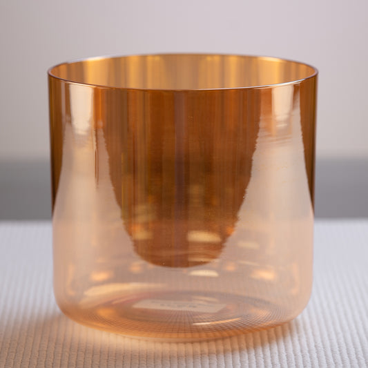 6.5" D#-29 Orange Topaz Color Crystal Singing Bowl, Sacred Singing Bowls