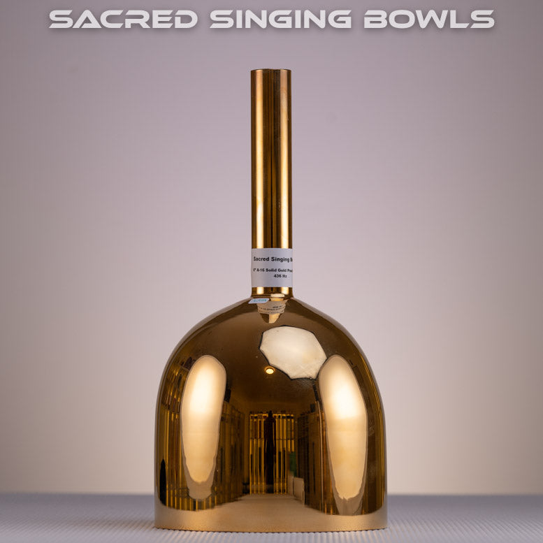 6" A-16 24k Gold Crystal Singing Bowl with Handle  | Sacred Singing Bowls