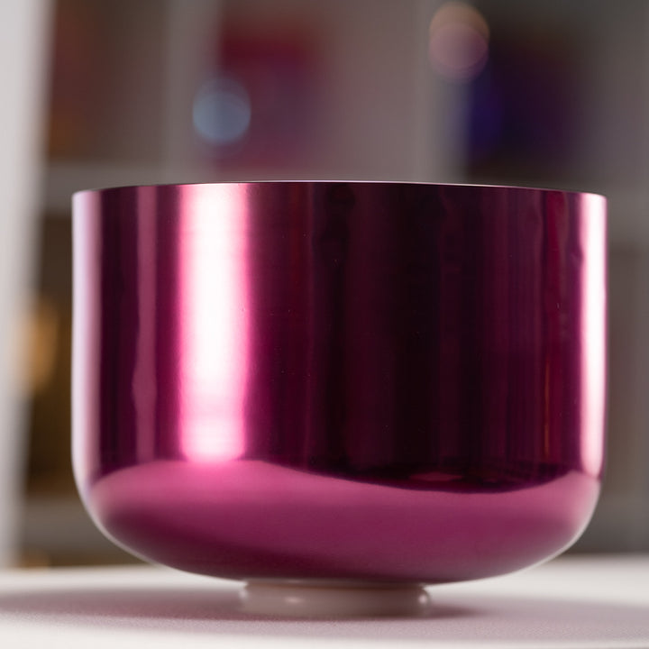 12" F+23 Radiant Rose Crystal Singing Bowl, Gold inside
