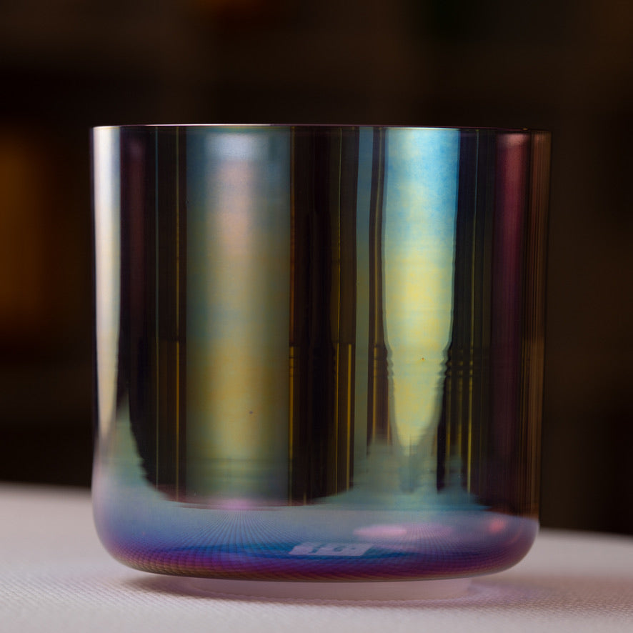 6.25" D#-35 Amethyst Color Crystal Singing Bowl, Prismatic, Sacred Singing Bowls