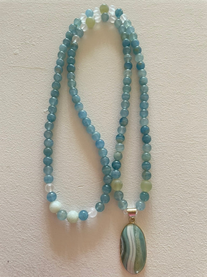 Aquatine Calcite Mala