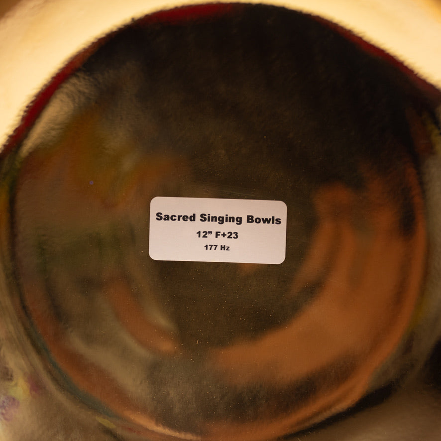 12" F+23 Radiant Rose Crystal Singing Bowl, Gold inside
