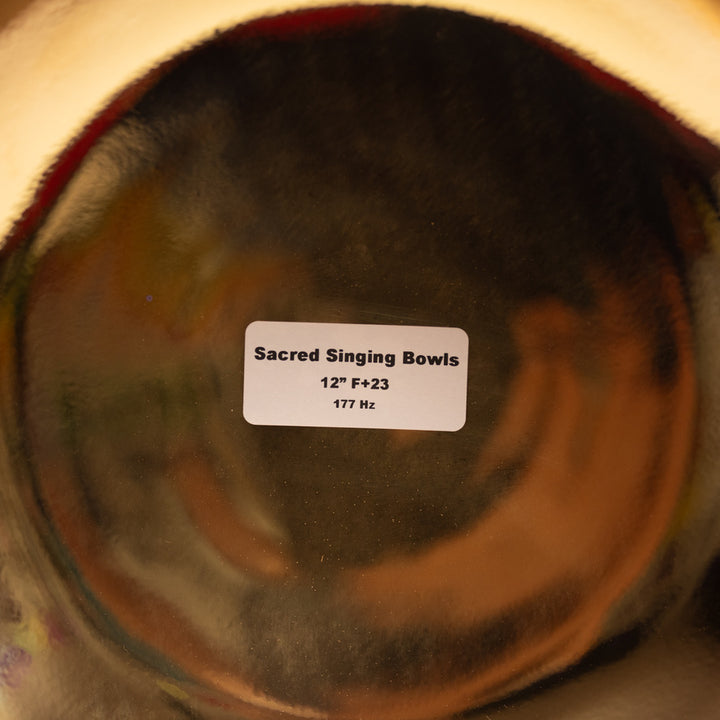 12" F+23 Radiant Rose Crystal Singing Bowl, Gold inside