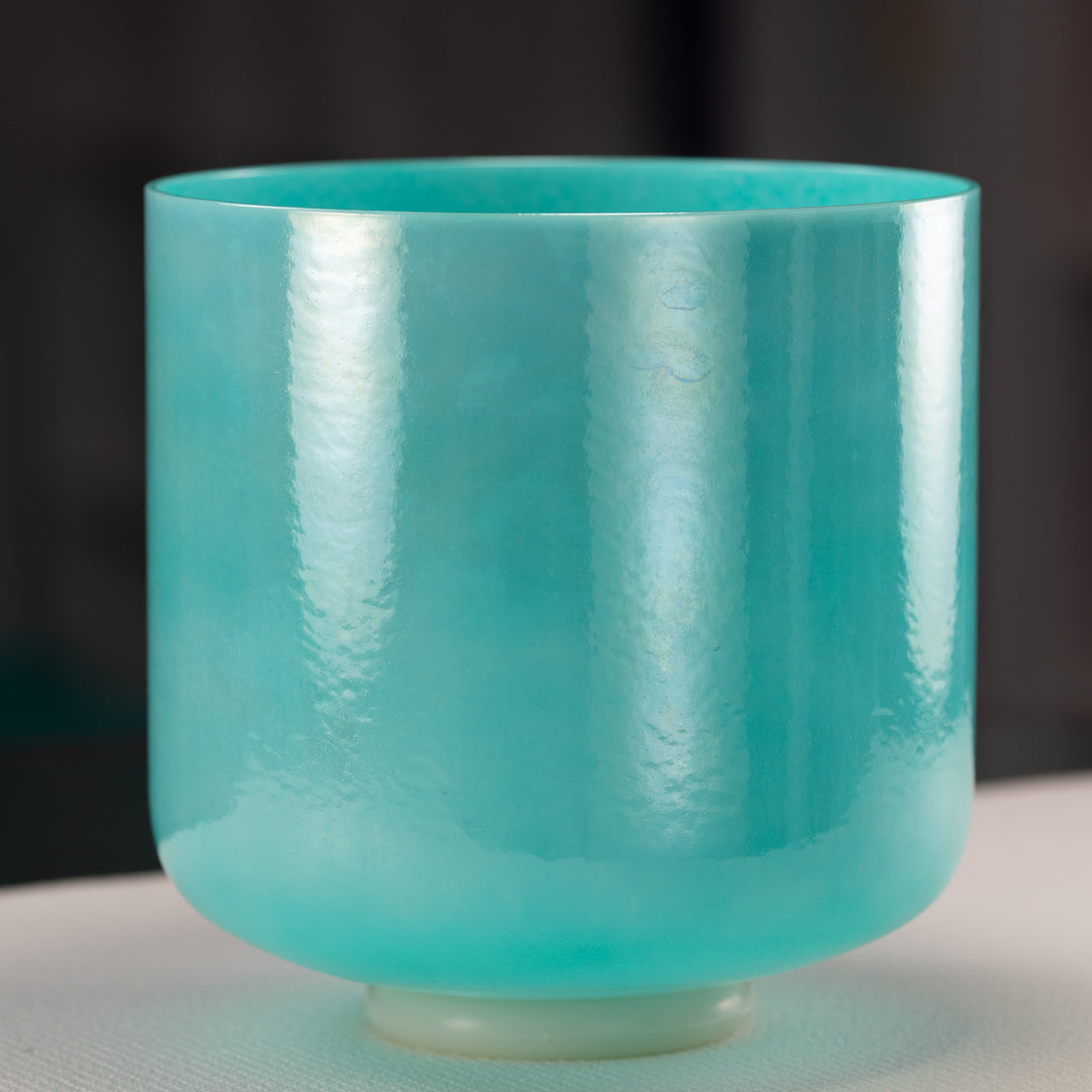 9" G+0 Turquoise Tide Crystal Singing Bowl, Perfect Pitch