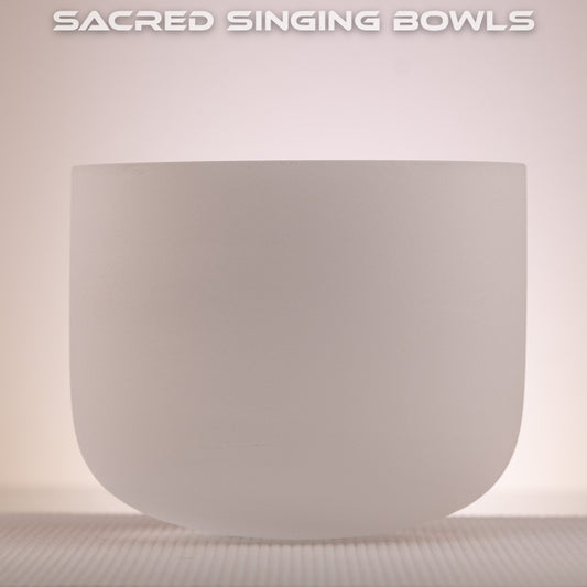 8" F#+19 Frosted Crystal Singing Bowl, Sacred Singing Bowls