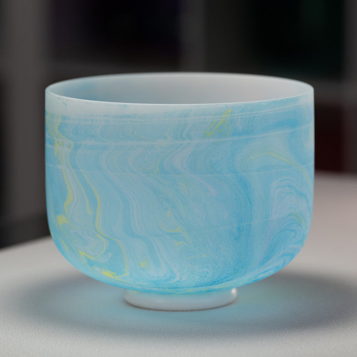 10" D-27 Blue Swirl Frosted Crystal Singing Bowl