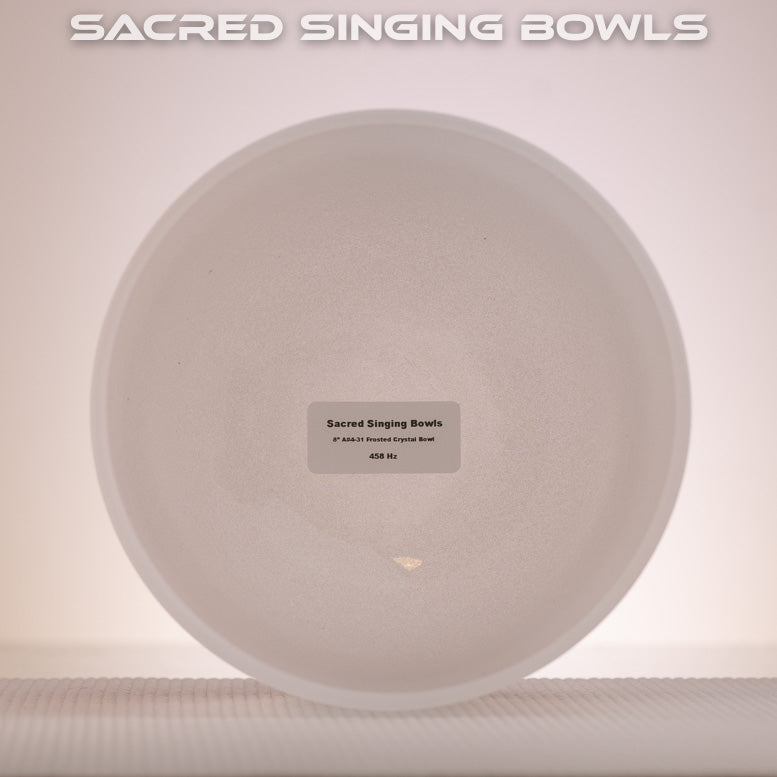 8" A#-31 Frosted Crystal Singing Bowl, Sacred Singing Bowls