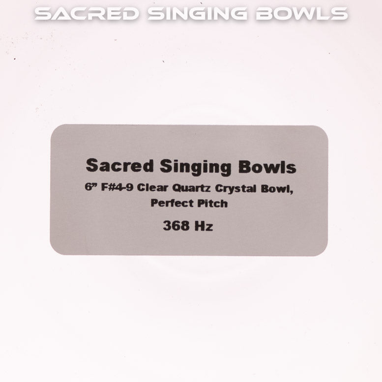 6" F#4-9 Clear Quartz Crystal Singing Bowl, Perfect Pitch, Sacred Singing Bowls