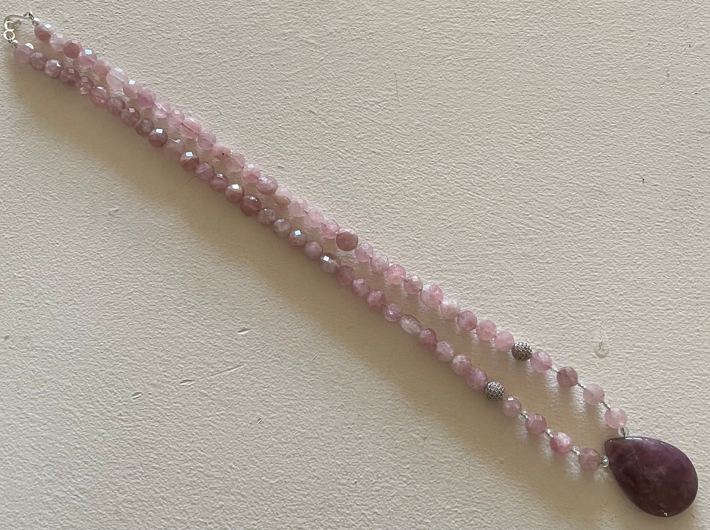 Madagascar Rose Quartz Necklace, Long