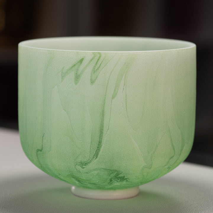 11" G-22 Green Swirl Frosted Crystal Singing Bowl