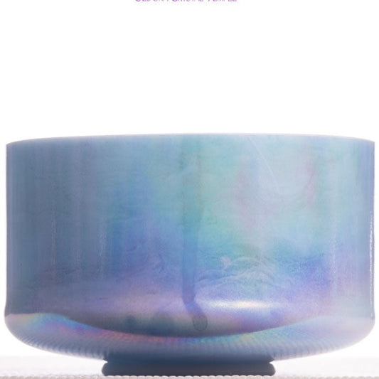9” E-50 Turquoise Platinum Ocean Gold inside Crystal Singing Bowl, Crystal Tones™
