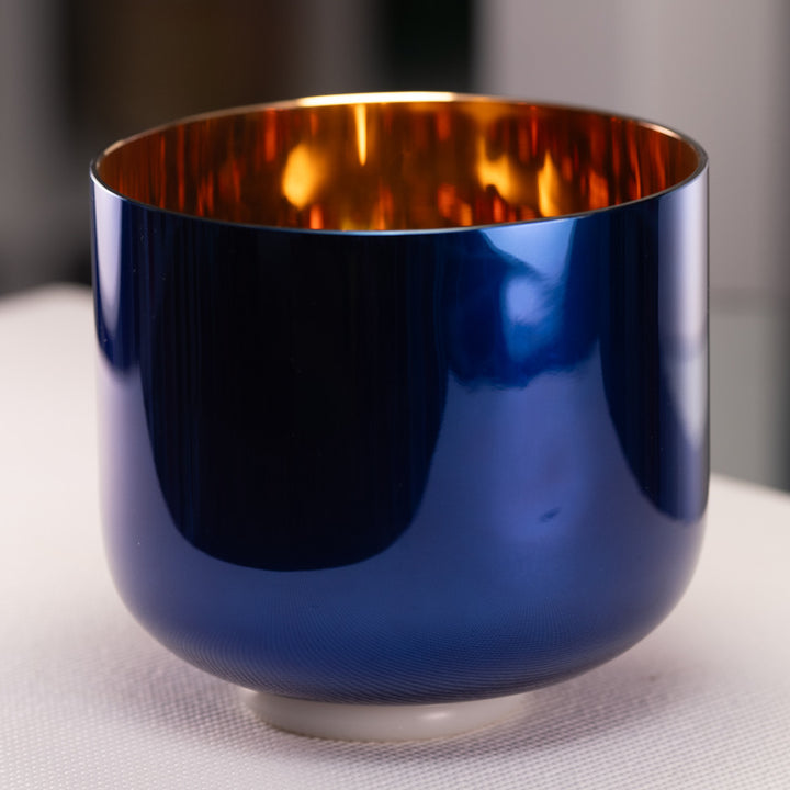 9" A#+39 Tranquil Sea Crystal Singing Bowl, 24k Gold inside