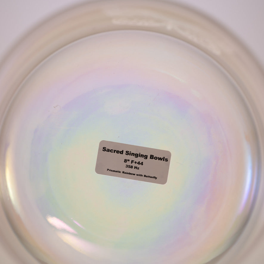 8" F+44 Prismatic Rainbow with Butterflies Crystal Singing Bowl