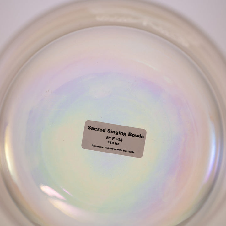 8" F+44 Prismatic Rainbow with Butterflies Crystal Singing Bowl