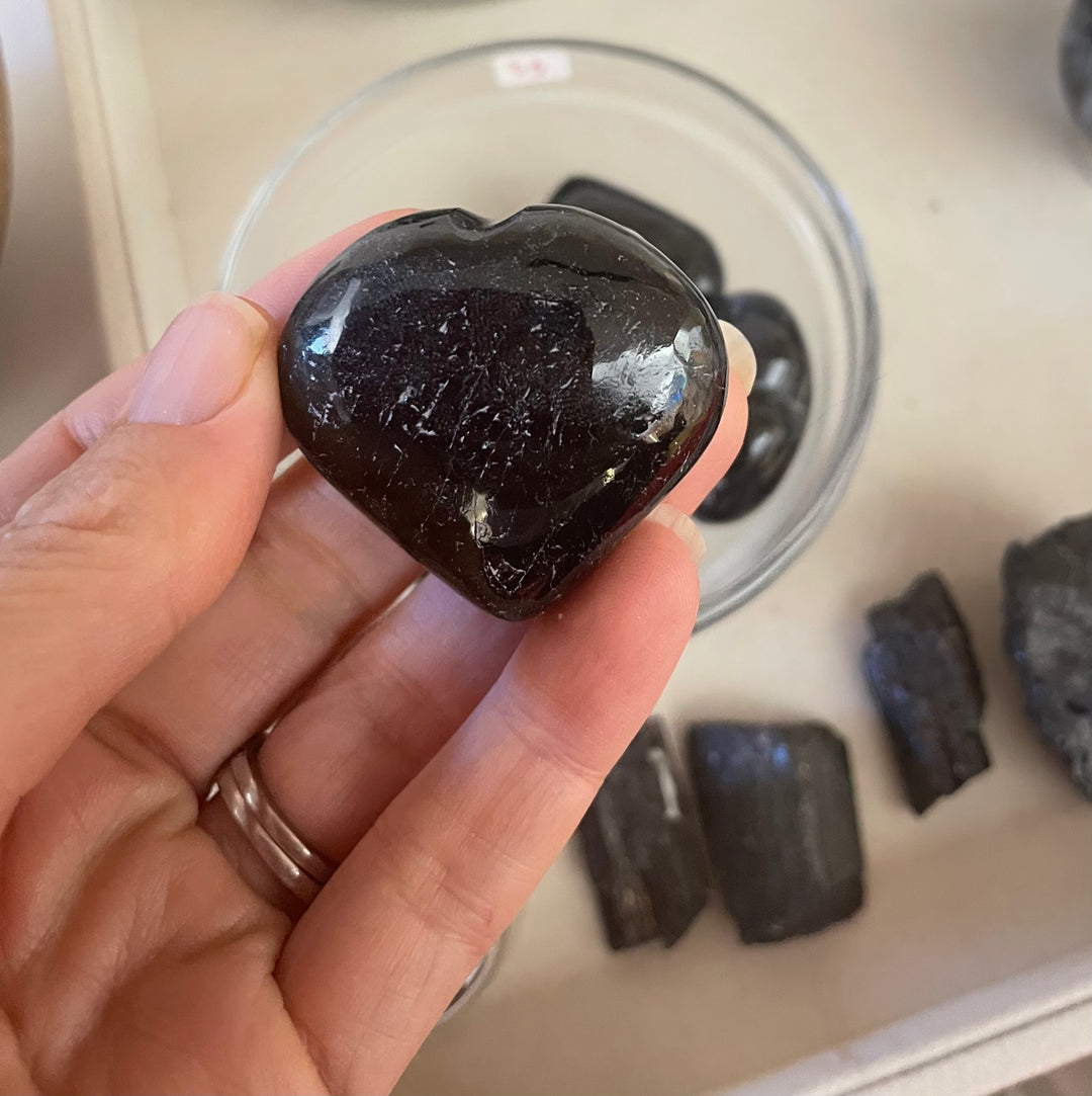 Black Tourmaline Puffy Heart from Bowls of Sound
